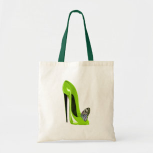 Tote Bag Chaussure stylet et papillon de vert de chaux