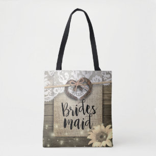 Tote Bag Chaussures à cheval dentelle tournesol bois Mariag