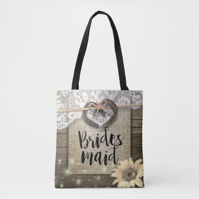 Tote Bag Chaussures à cheval dentelle tournesol bois Mariag (Devant)