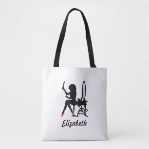 Tote Bag Chaussures Girly roses et noires chics et nom de