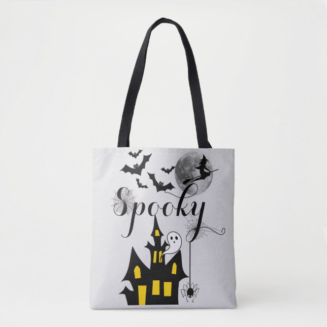Tote Bag Chauve-souris Éffrayante d'Halloween maison hantée (Devant)