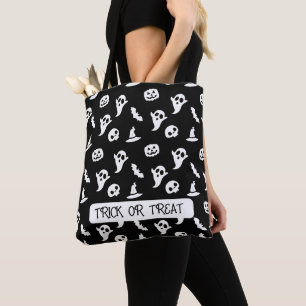 Tote Bag Chauve-souris Halloween noir blanc & fantôme Fête