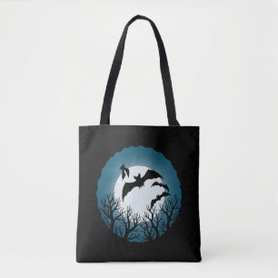 Tote Bag Chauves-souris et arbres contre la lune