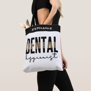 Tote Bag Cheetah hygiéniste dentaire personnalisé Imprime