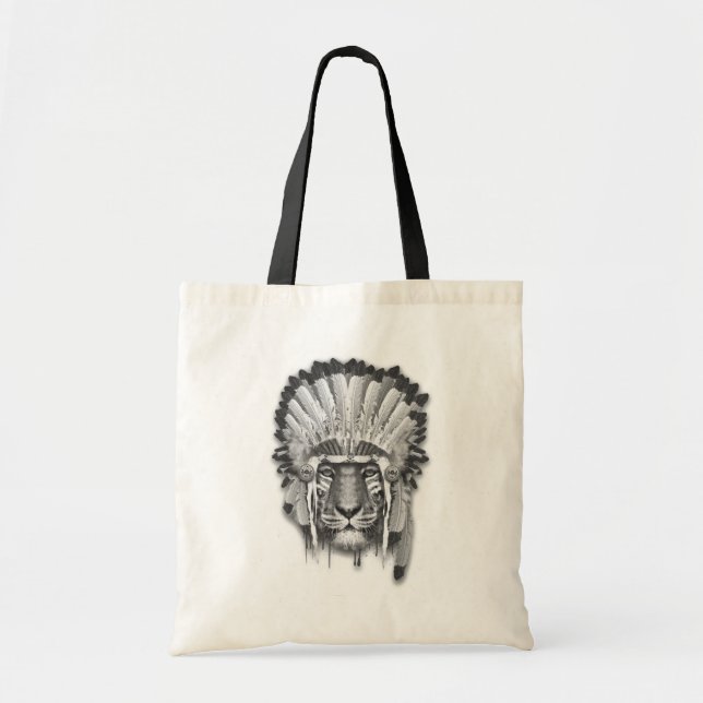 Tote Bag Chef de tigre de Natif américain (Devant)