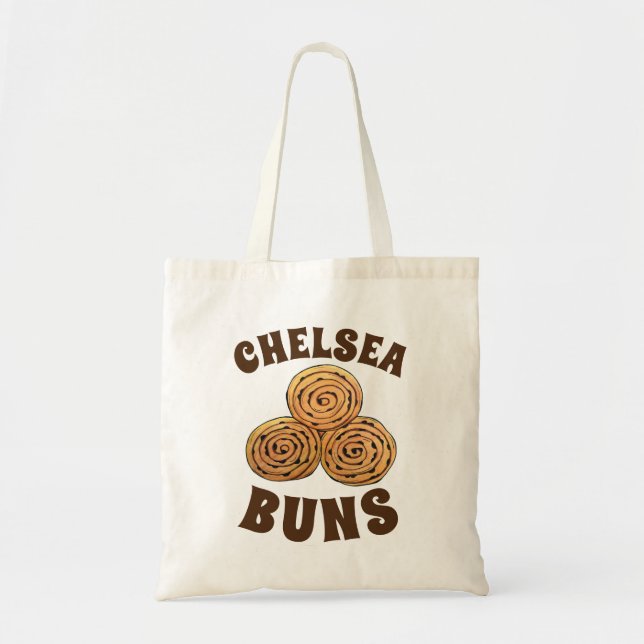 Tote Bag Chelsea Buns UK Currant Bun British Food Baking (Devant)