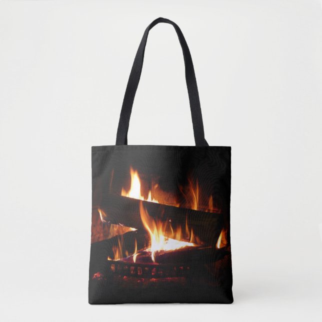Tote Bag Cheminée Chaleureuse Photographie de scène hiverna (Devant)