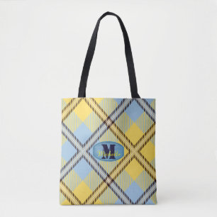 Tote Bag Chemise carreaux tartan monogramme moderne