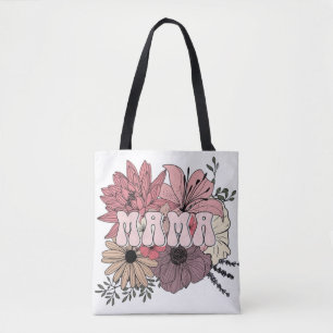 Tote Bag Chemise Fleurie Rétro Mama - Fête des Mères Groovy