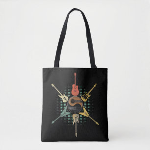 Tote Bag Chemise guitare. Style Rétro, Cadeau Guitariste