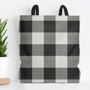 Tote Bag Chèque de buffle noir   Ferme moderne