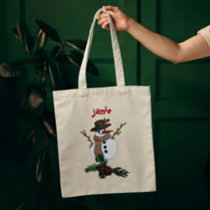 Tote Bag Cher bonhomme de neige avec nom 1 côté