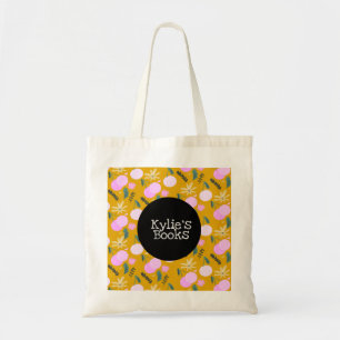 Tote Bag Cherries Fun Fruit Bibliothèque Livre rose jaune