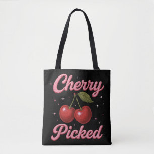 Tote Bag Cherry Picked Pink Sparkle Retro Glam