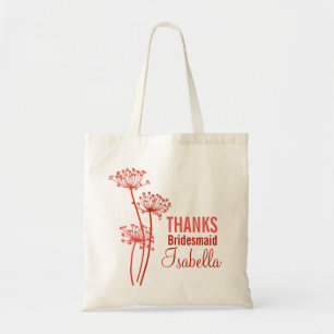 Tote Bag Chervil moderne graphique fleur rouge bridesmaid s