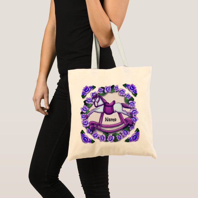 Tote Bag Cheval à bascule de Violets  (Devant (produit))