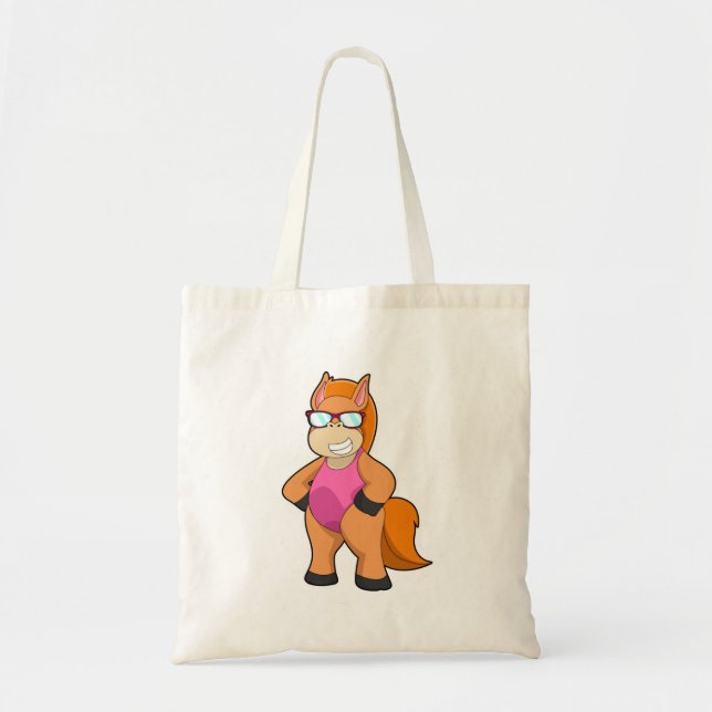 Tote Bag Cheval avec lunettes de soleil (Devant)