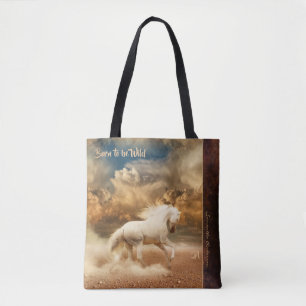 Tote Bag Cheval blanc sauvage coule dans le désert - Person