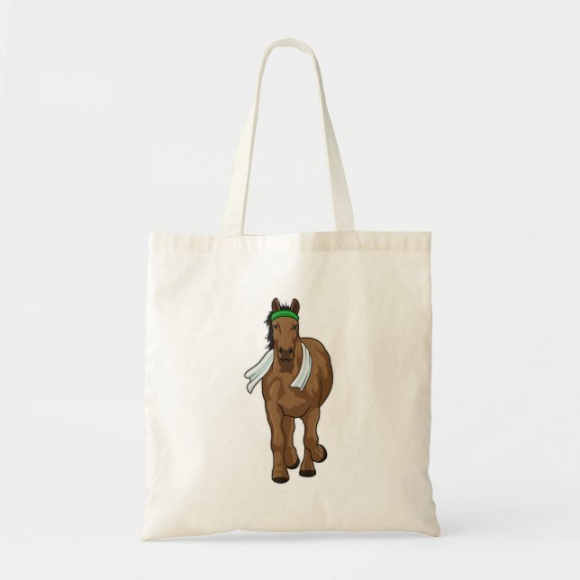 Tote Bag Cheval comme coureur avec serviette (Devant)