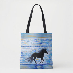 Tote Bag Cheval courir libre par la peinture de mer