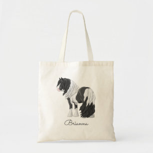 Tote Bag Cheval d'attelage de la bandelette tzigane noire d