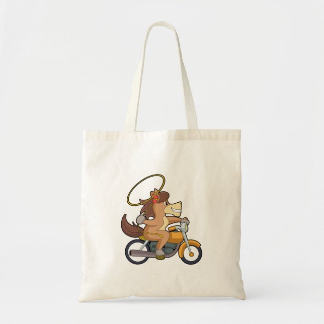 Tote Bag Cheval en Cowboy avec Lasso & Motorcycle (Devant)