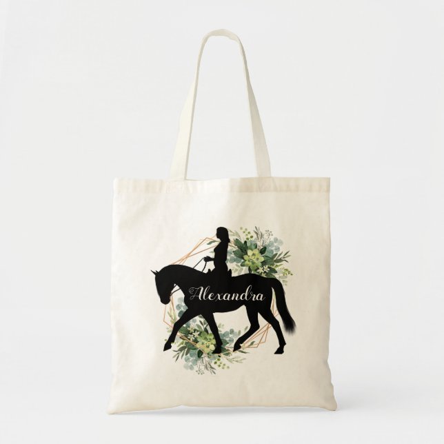 Tote Bag Cheval Equestre Personnalisé Équitation Nom Person (Devant)
