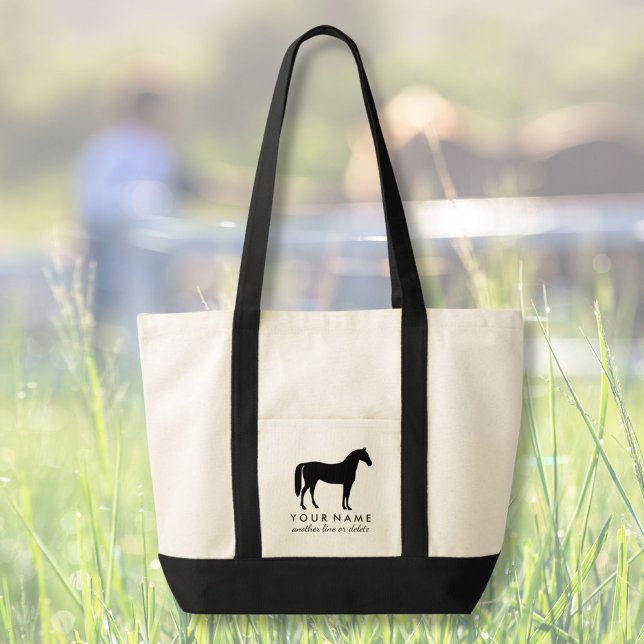 Tote Bag Cheval Equestre Personnalisé Équitation Nom Person (Créateur téléchargé)