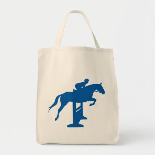 Tote Bag Cheval et cavalier de pullover de chasseur (bleus)