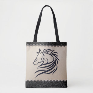 Tote Bag Cheval et fer à cheval personnalisé Double face