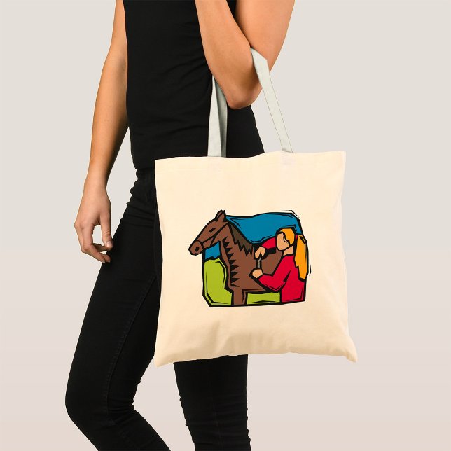 Tote Bag Cheval Et Ferme Fille (Créateur téléchargé)