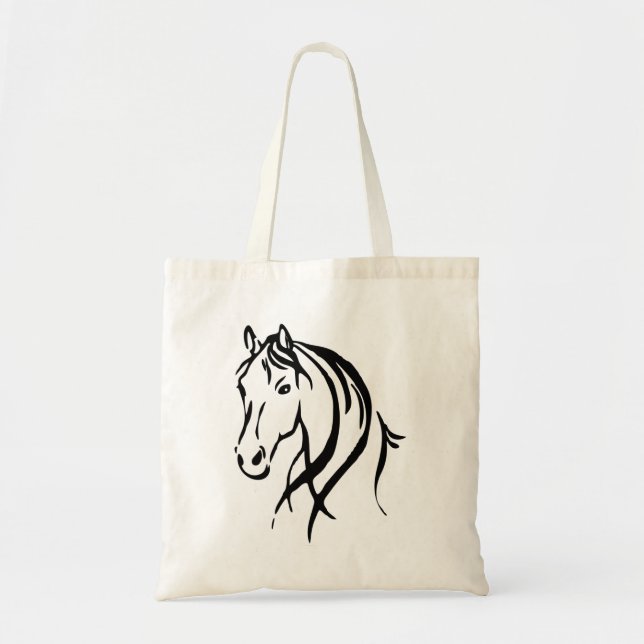 Tote Bag Cheval noir (Devant)