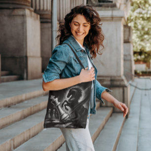 Tote Bag Cheval Noir Dramatique vs Roi - Oeuvre audacieuse 