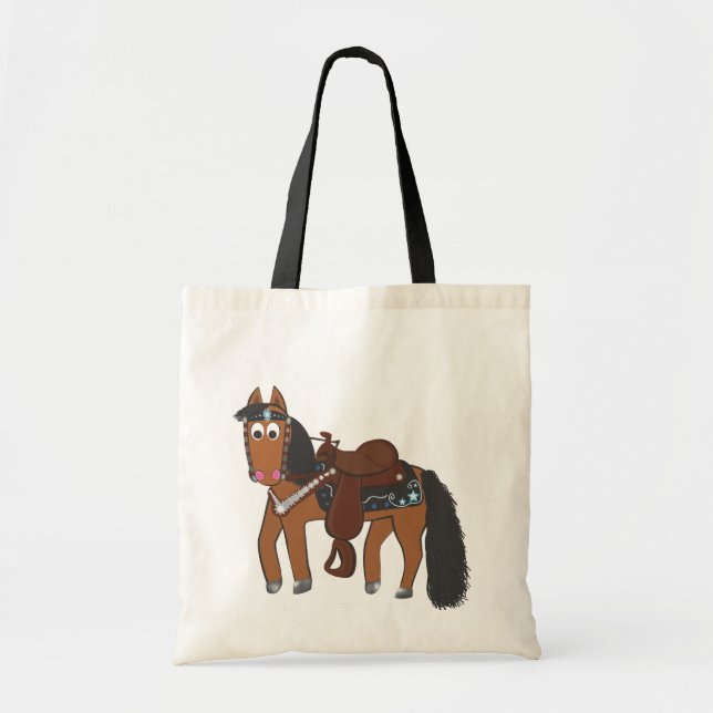 Tote Bag Cheval occidental de bande dessinée mignonne (Devant)