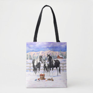 Tote Bag Cheval Pinto Quarter Noir Chevaux Paint Chevaux Da