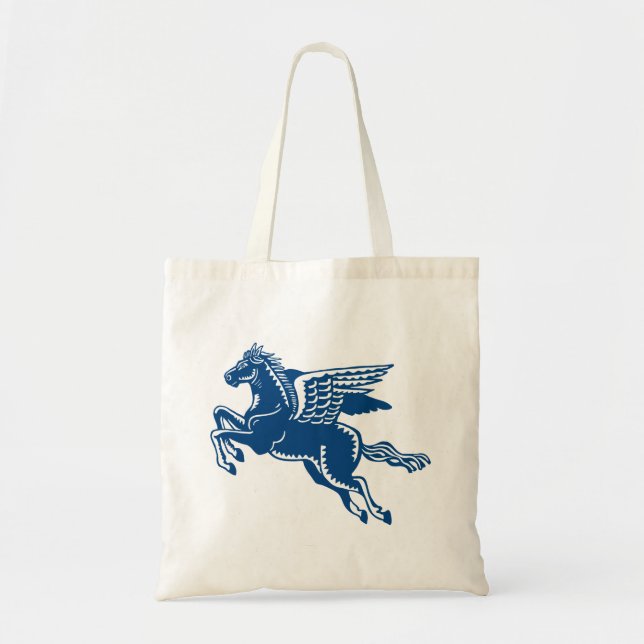 Tote Bag Cheval volant - Indigo Style bleu et blanc (Devant)