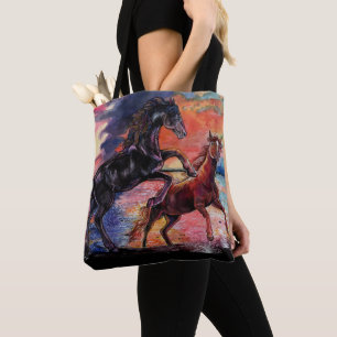 Tote Bag Chevaux d'aquarelle sans fin Sky
