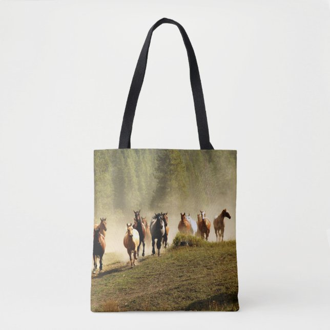 Tote Bag Chevaux de course dans le ranch du Montana (Devant)