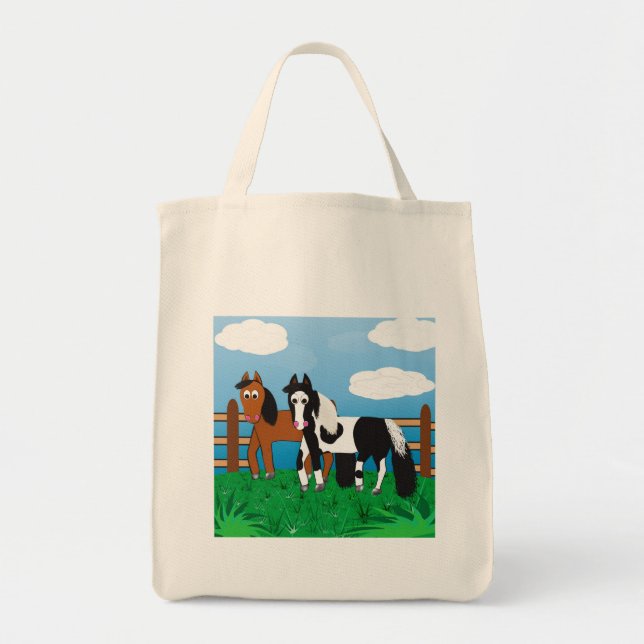 Tote Bag Chevaux mignons de bande dessinée (Devant)