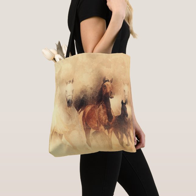 Tote Bag Chevaux peints courant (De près)
