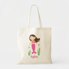 Tote Bag Cheveux Brown foncés Petite Fille Sirène