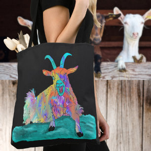 Tote Bag Chèvre hurlante Drôle Illustration colorée