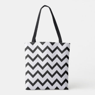 Tote Bag Chevron Fourre-tout classique en blanc et noir