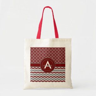 Tote Bag Chevron gris rouge Quatrefoil