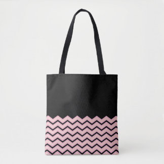 Tote Bag Chevron noir, rose et jaune Fourre-tout