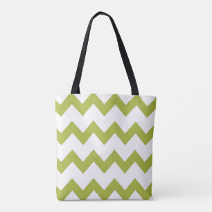Tote Bag Chevron zigzag design vert blanc