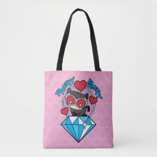 Tote Bag Chibi Catwoman assise au sommet du gros diamant