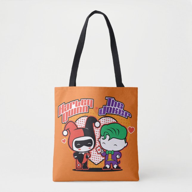 Tote Bag Chibi Harley Quinn & Chibi Joker Coeurs (Devant)