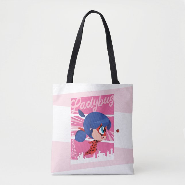 Tote Bag Chibi Ladybug à Paris (Devant)