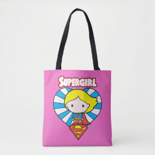 Tote Bag Chibi Supergirl Starburst Coeur et logo